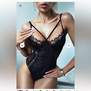 Fashion Nova Somebody To Love Black Lace Detail Teddy Bodysuit